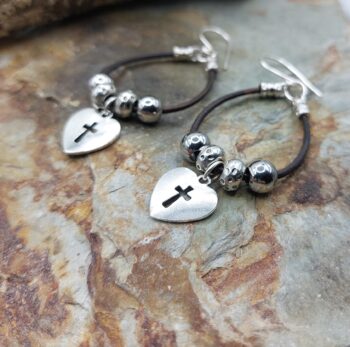 Leather Cross Earrings