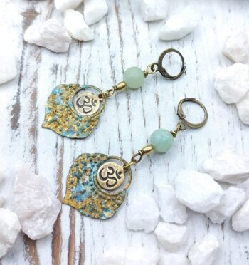 Patina Brass Namaste Earrings