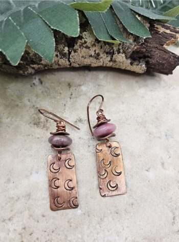 Copper Crescent Moon Earrings