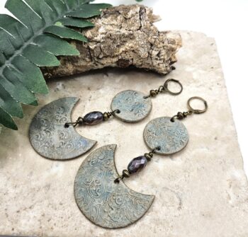 Large Clay Textured Long Earrings