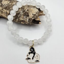 White Cat Charm Stretch Bracelet