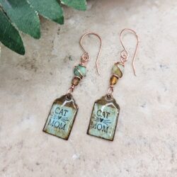 Cat Mom Copper Dangle Earrings
